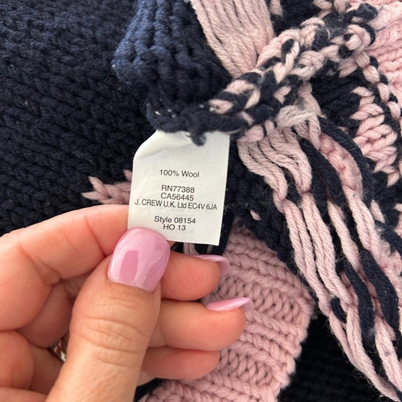 J. Crew Women’s Navy and Pink 100% Wool Ski Sweater Size Small - Picture 5 of 6